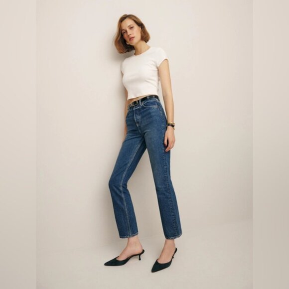 Reformation Cynthia High Rise Straight Cropped Jeans - Picture 2 of 4